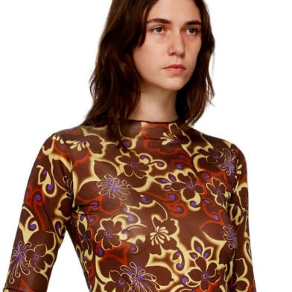 NWT ~ GIMAGUAS Funky Brown Jersey "Turtleneck" ~ Size L